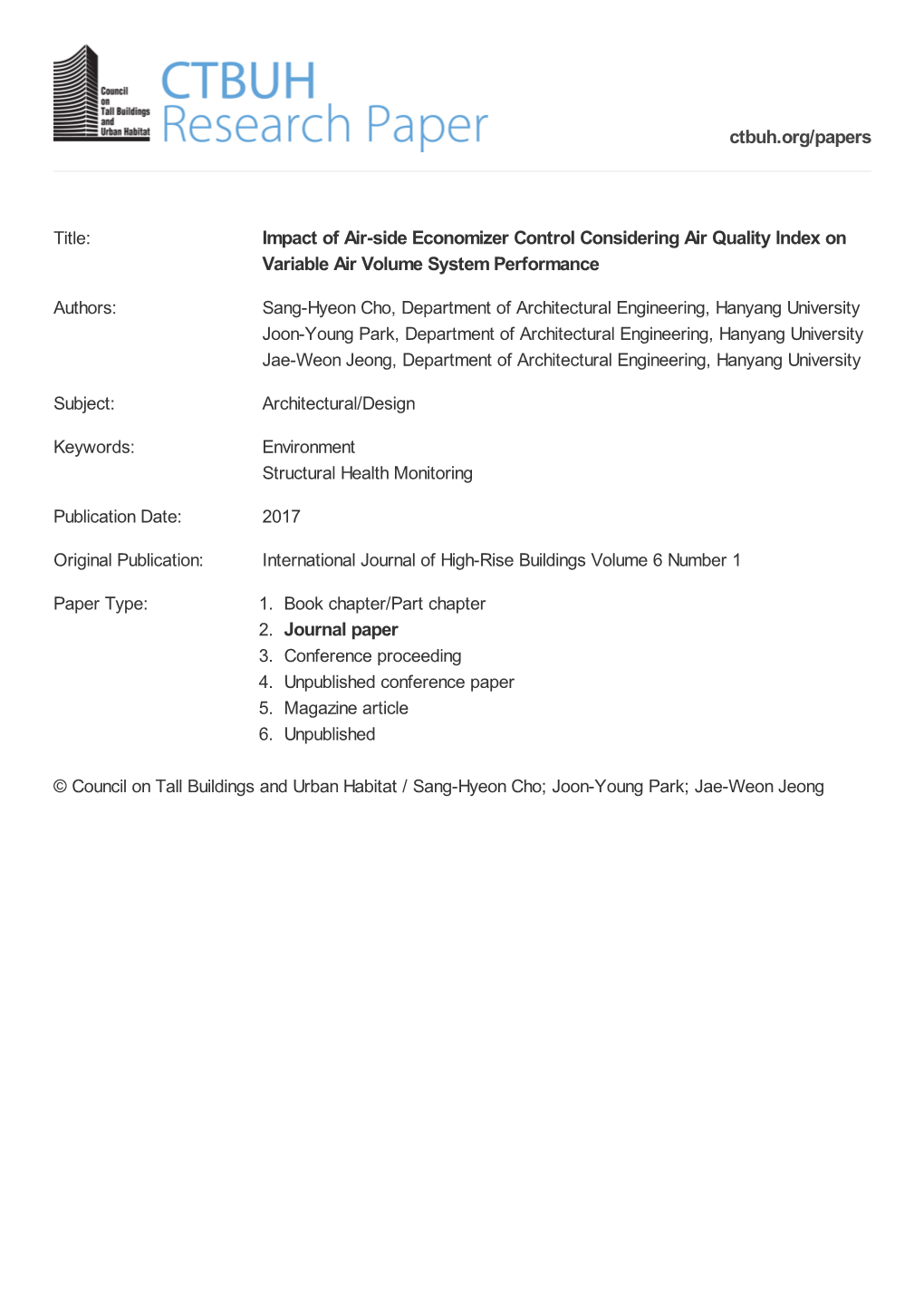 Impact of Air-Side Economizer Control Considering Air Quality Index on Variable Air Volume System Performance