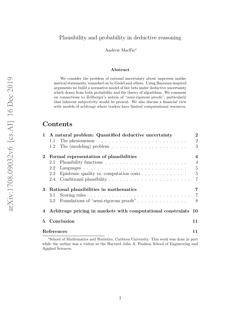 Plausibility and Probability in Deductive Reasoning