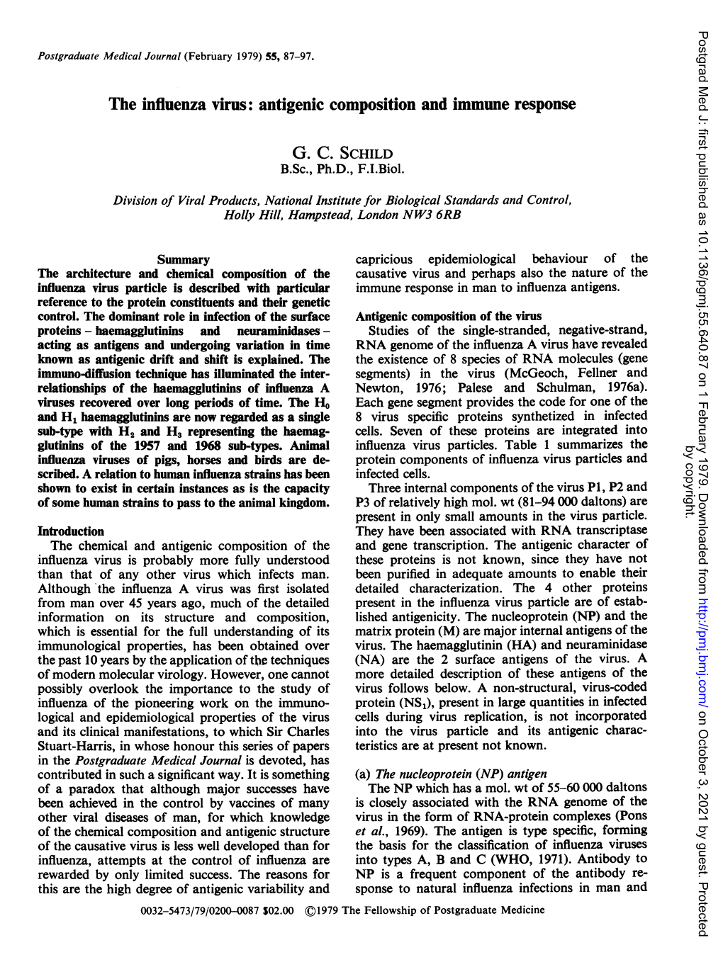 The Influenza Virus: Antigenic Composition and Immune Response