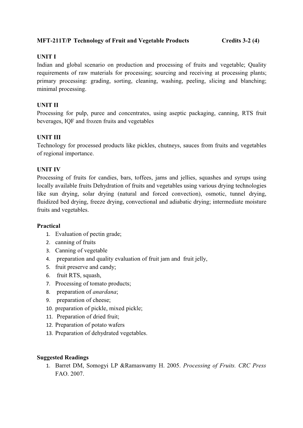 MFT-211T/P Technology of Fruit and Vegetable Products Credits 3-2 (4)