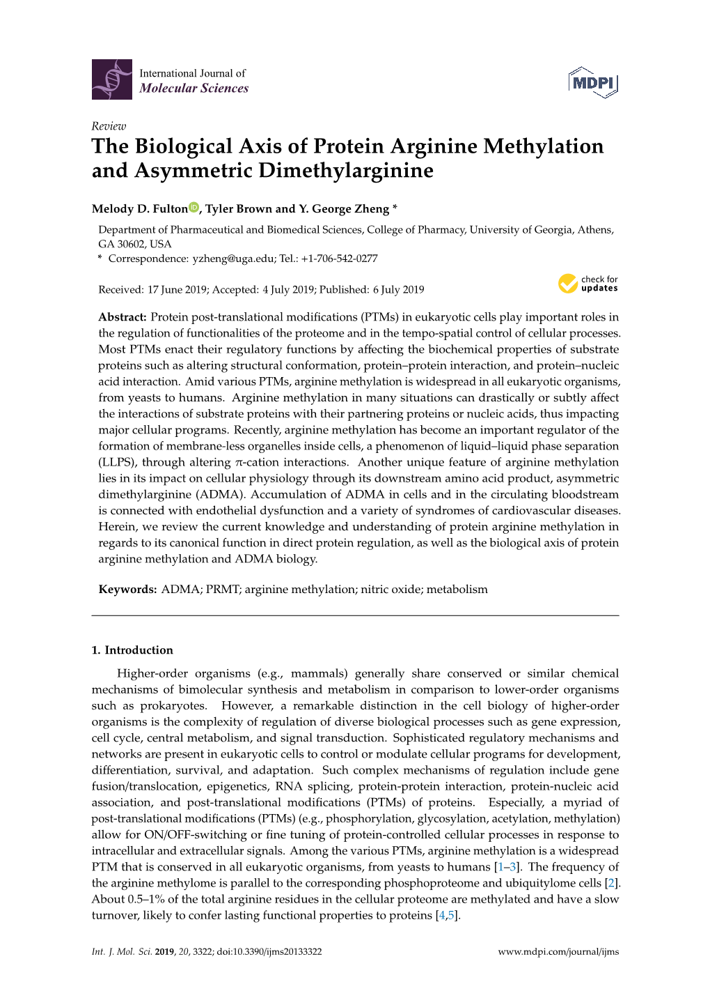 The Biological Axis of Protein Arginine Methylation and Asymmetric Dimethylarginine