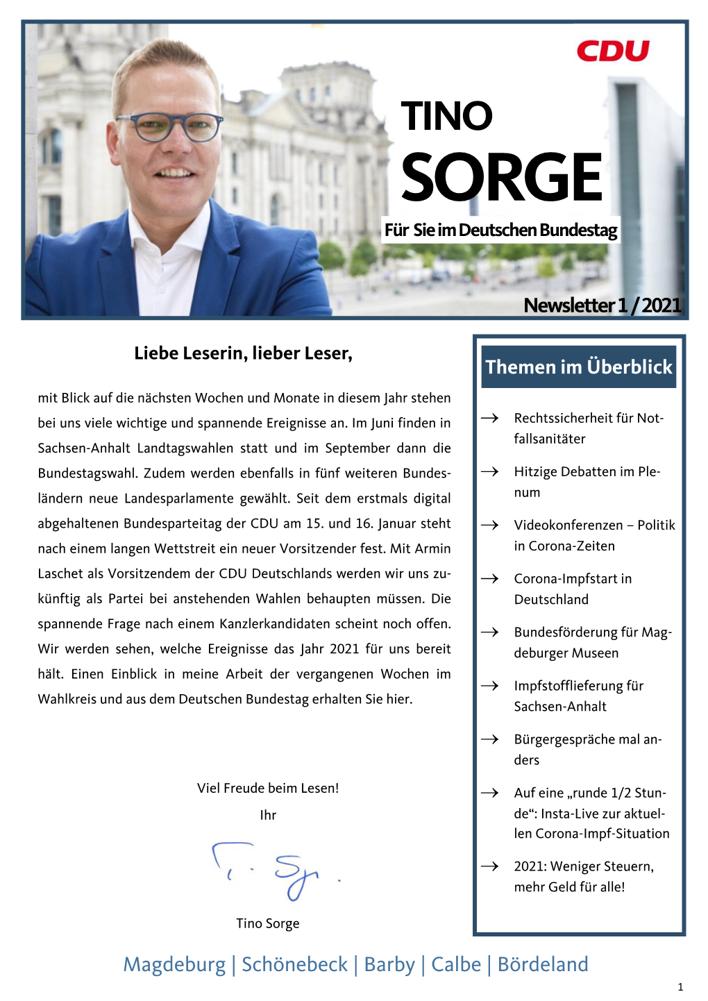 SORGE Für Sie Im Deutschen Bundestag