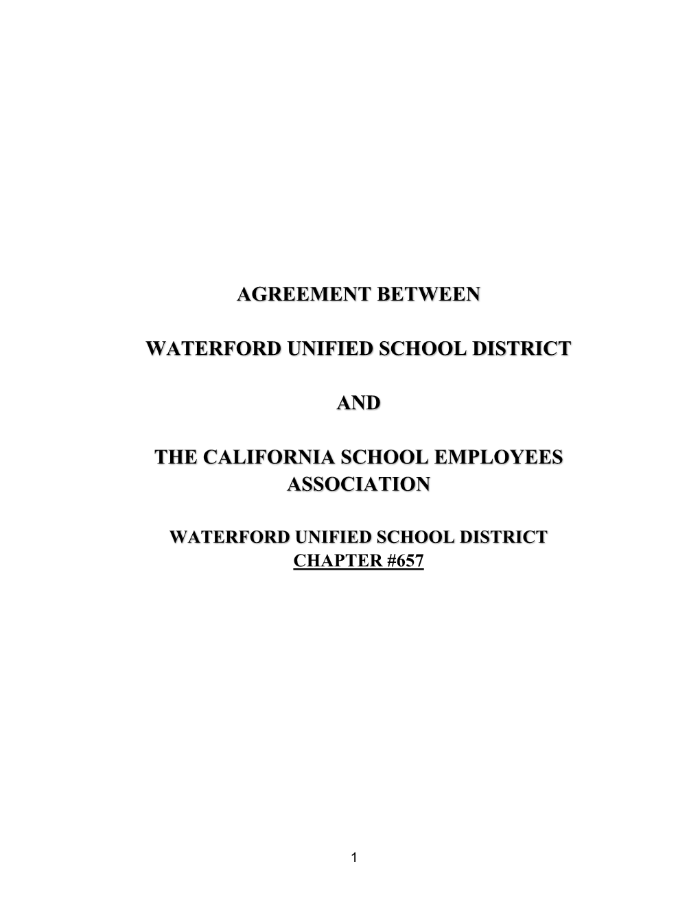 Agreement Between Waterford Unified School