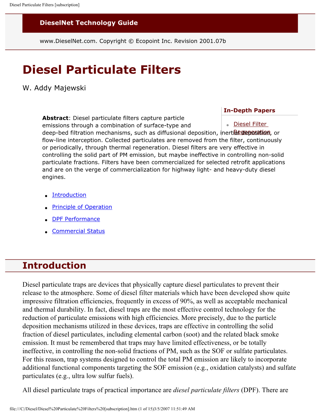 Diesel Particulate Filters [Subscription]
