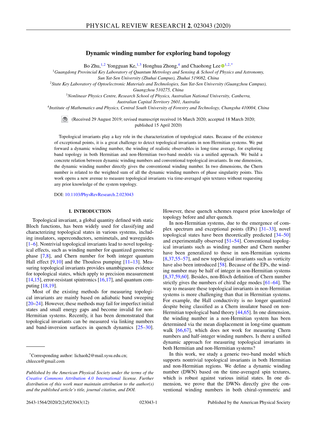 (2020) Dynamic Winding Number for Exploring Band Topology