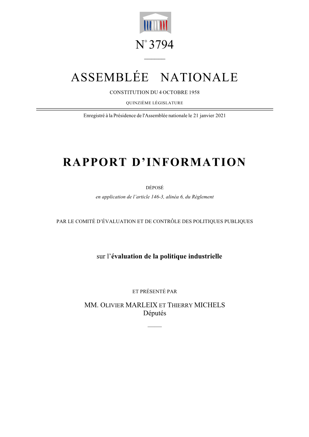 Rapport D’Information