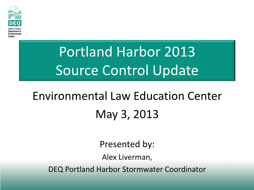 Portland Harbor 2013 Update