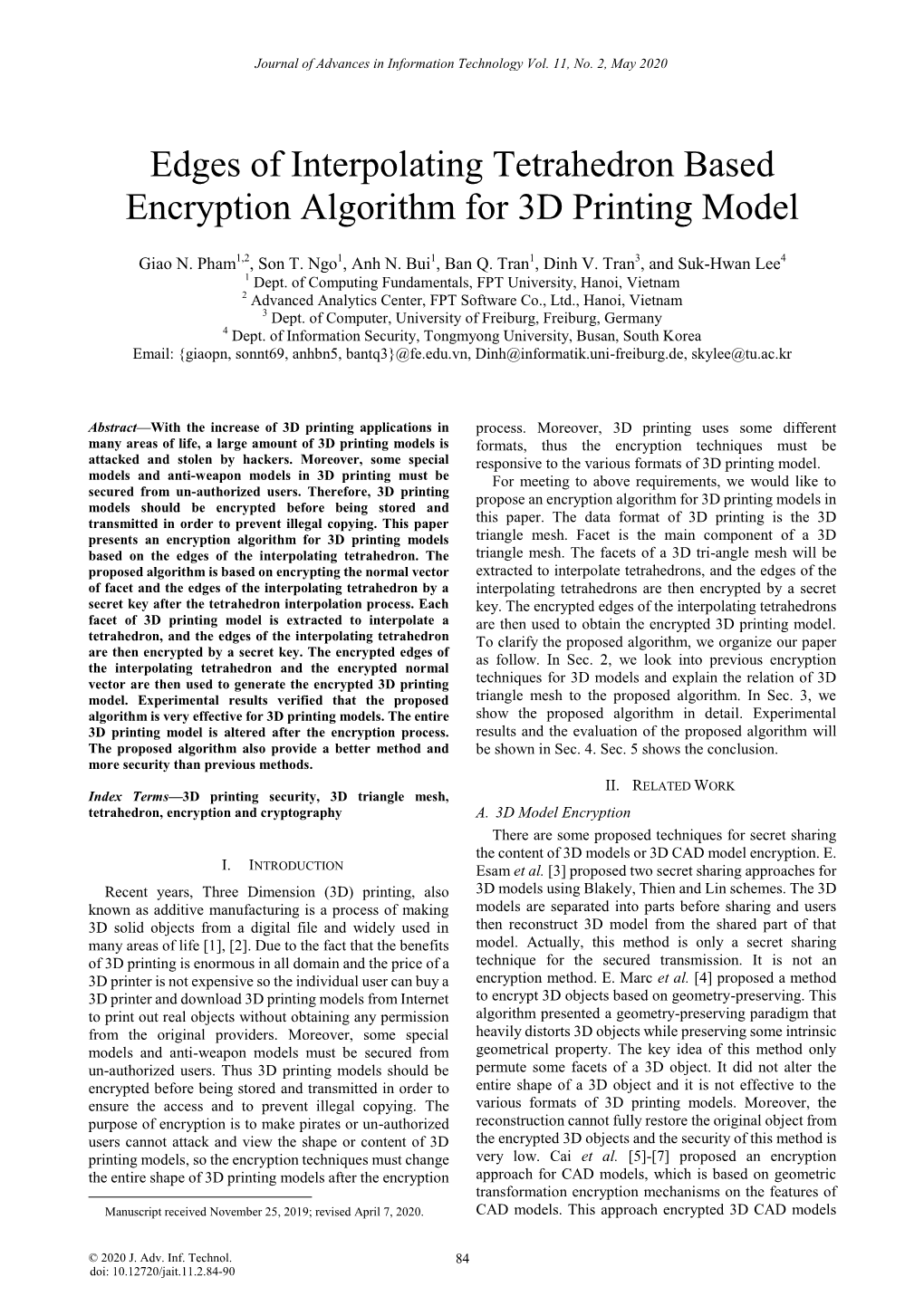 Edges of Interpolating Tetrahedron Based Encryption Algorithm for 3D Printing Model