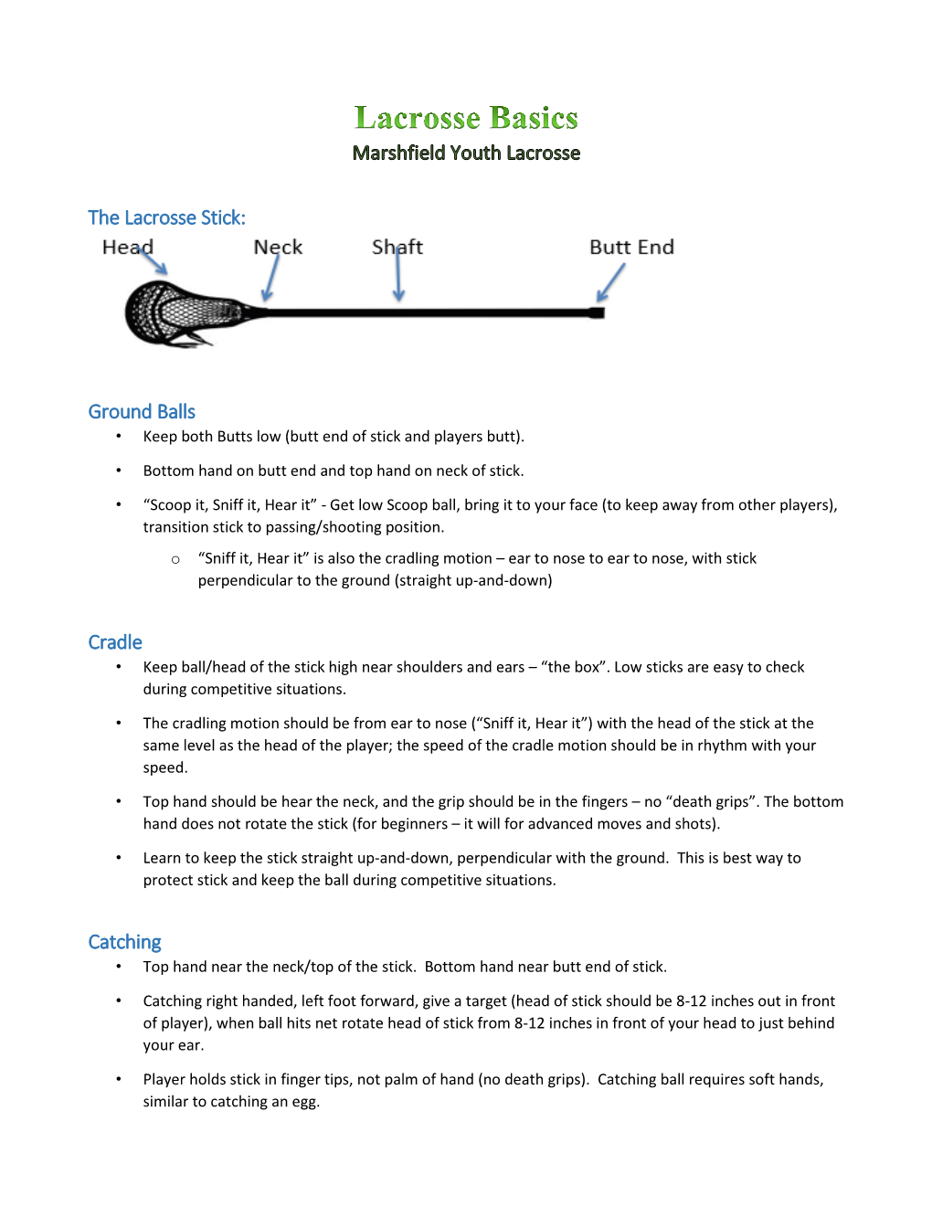 The Lacrosse Stick: Ground Balls Cradle Catching