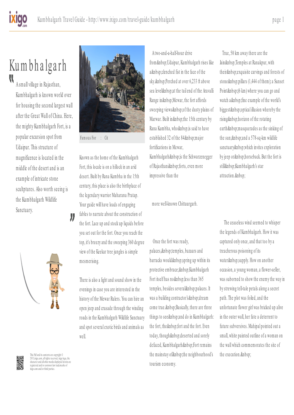 Kumbhalgarh Travel Guide - Page 1