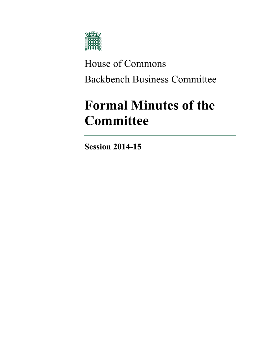 Formal Minutes of the Committee