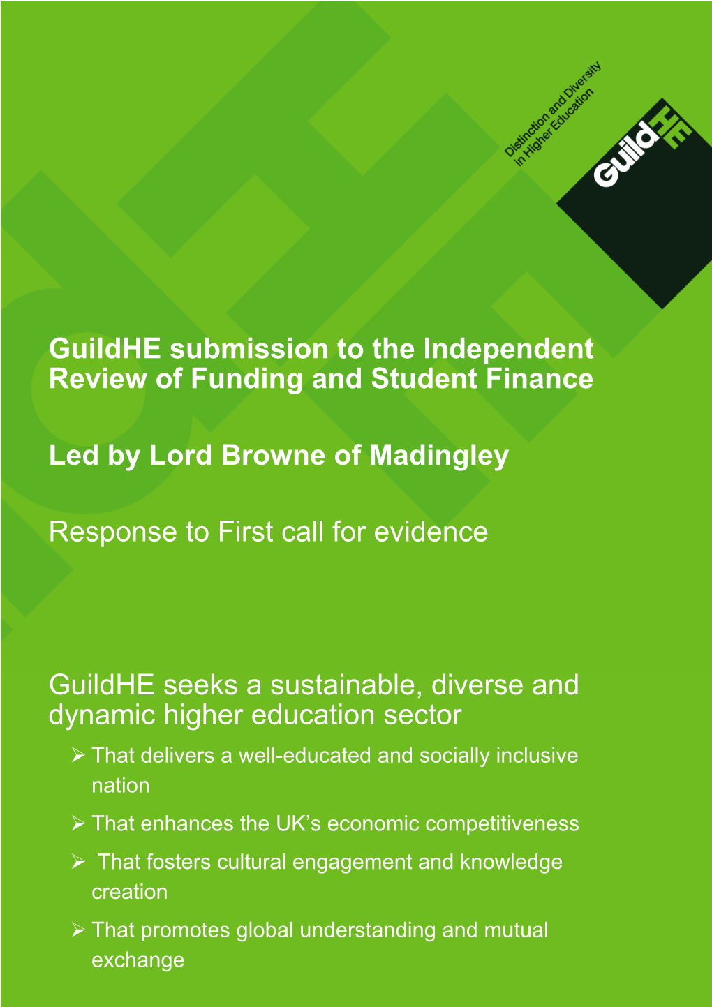 Guildhe Submission to the Independent Review of Funding and Student Finance