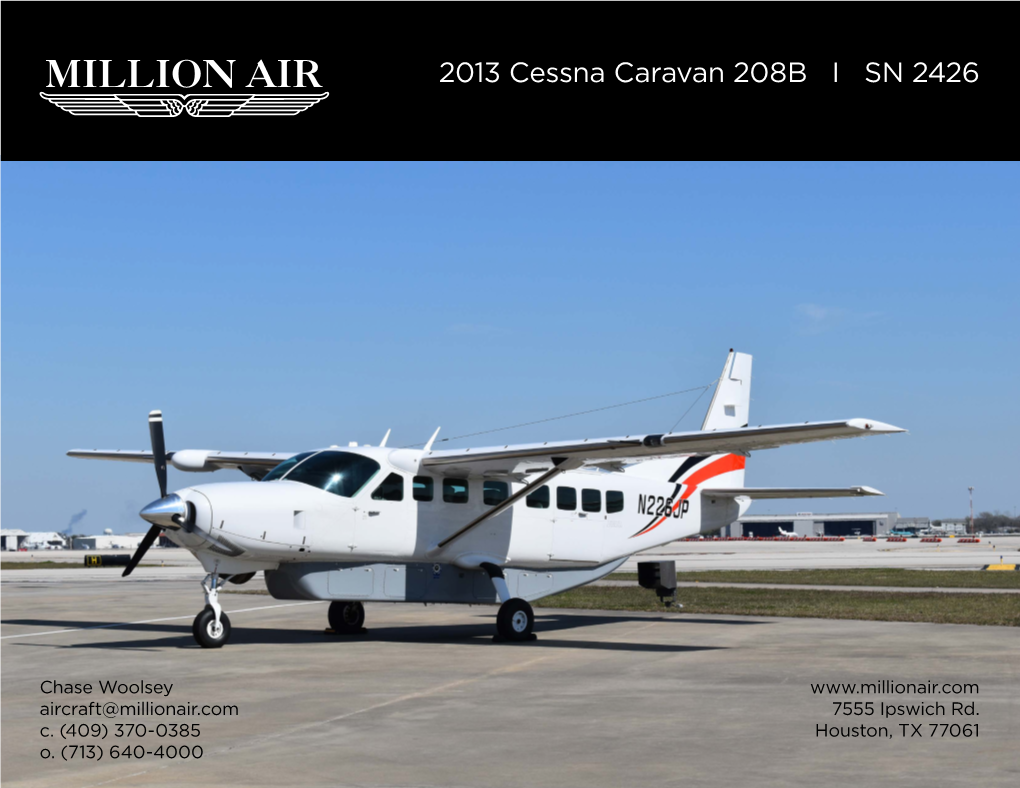 2013 Cessna Caravan 208B I SN 2426