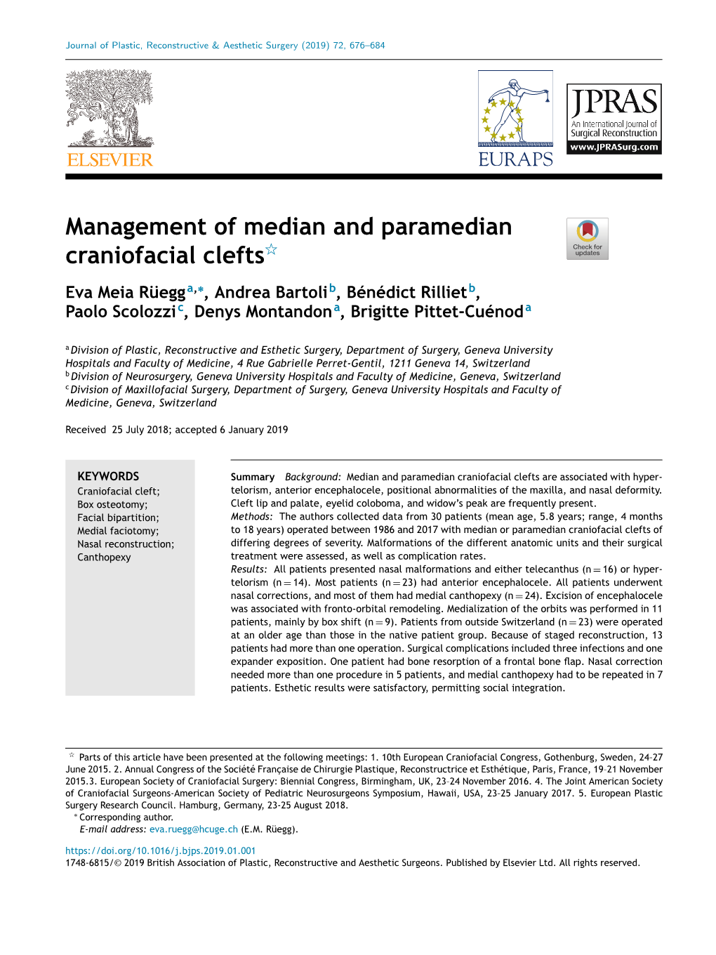 Management of Median and Paramedian Craniofacial Clefts 677