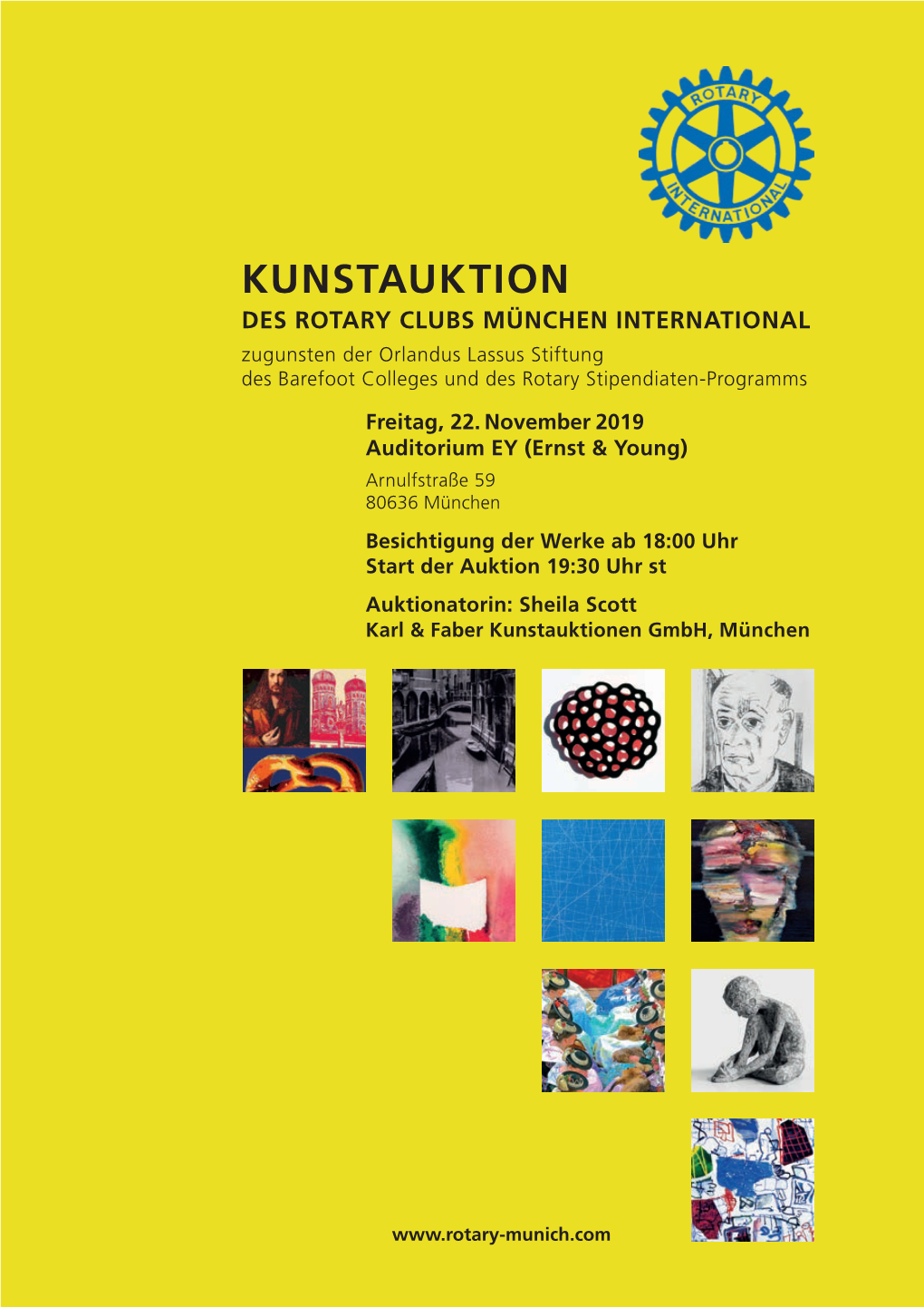 KUNSTAUKTION DES ROTARY CLUBS MÜNCHEN INTERNATIONAL Zugunsten Der Orlandus Lassus Stiftung Des Barefoot Colleges Und Des Rotary Stipendiaten-Programms