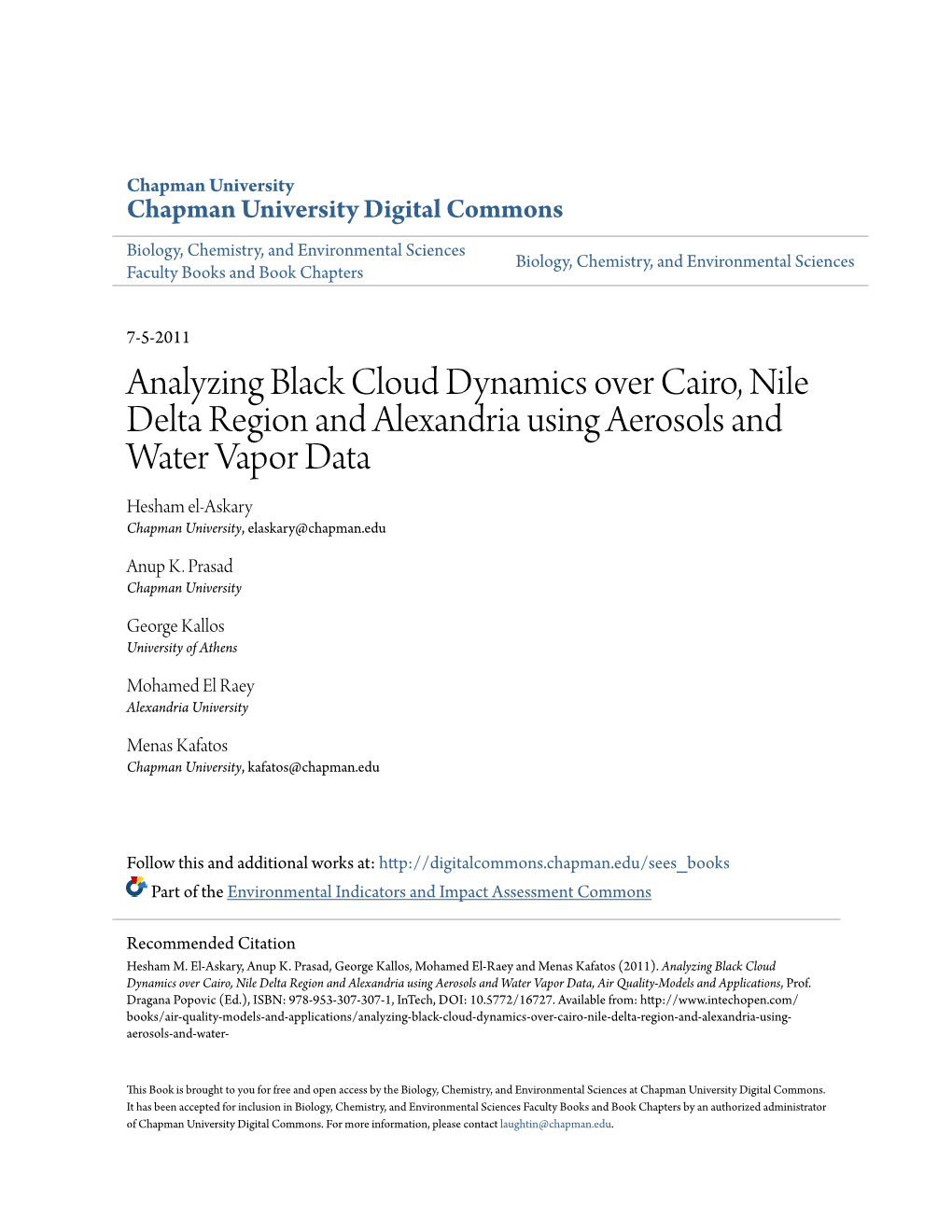 Analyzing Black Cloud Dynamics Over Cairo, Nile Delta Region And