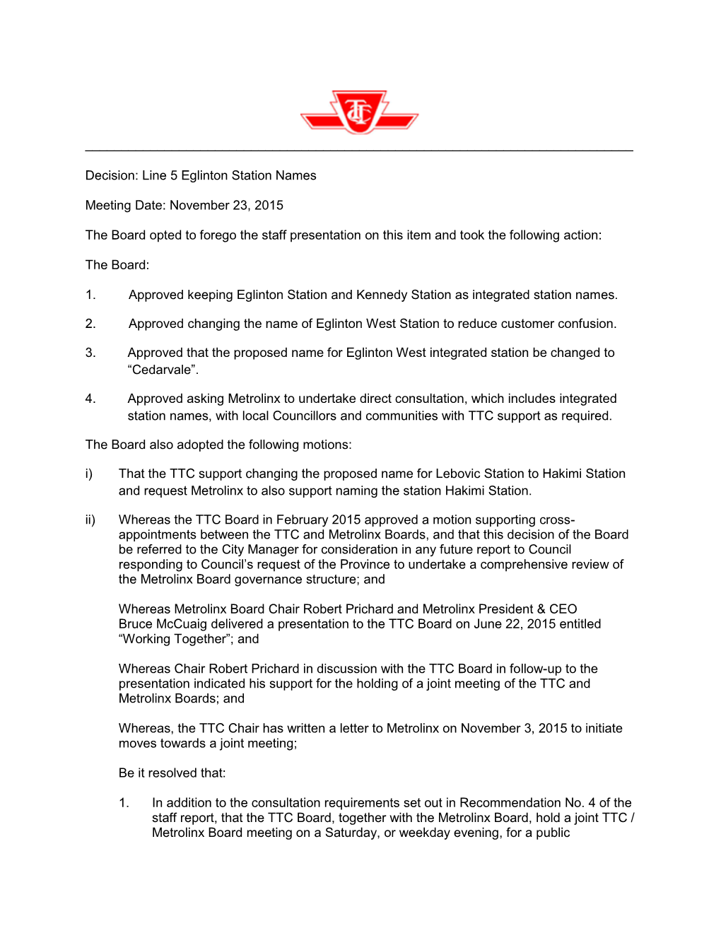 Line 5 Eglinton Station Names