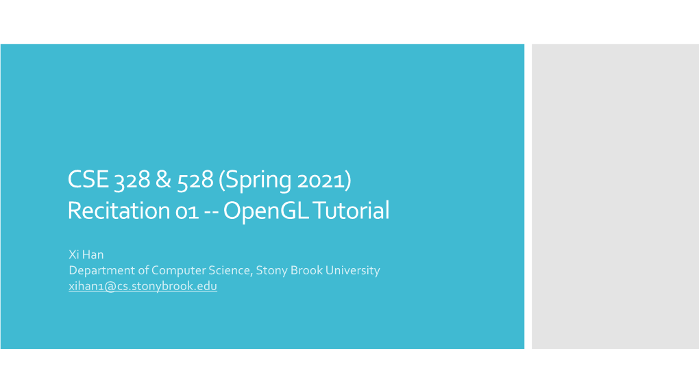 CSE 328 & 528 (Spring 2021) Recitation 01 --Opengl Tutorial