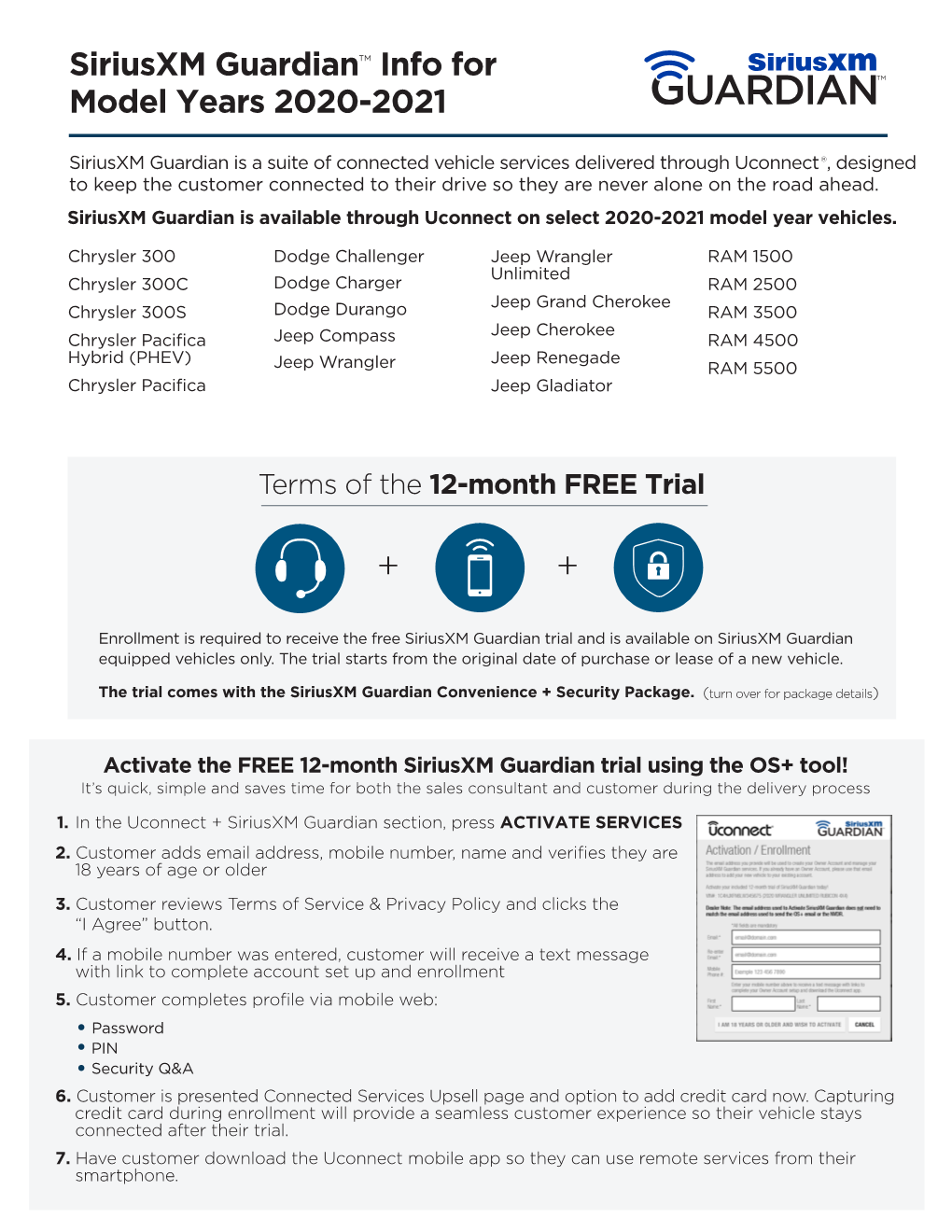 Siriusxm Guardian™ Info for Model Years 2020-2021