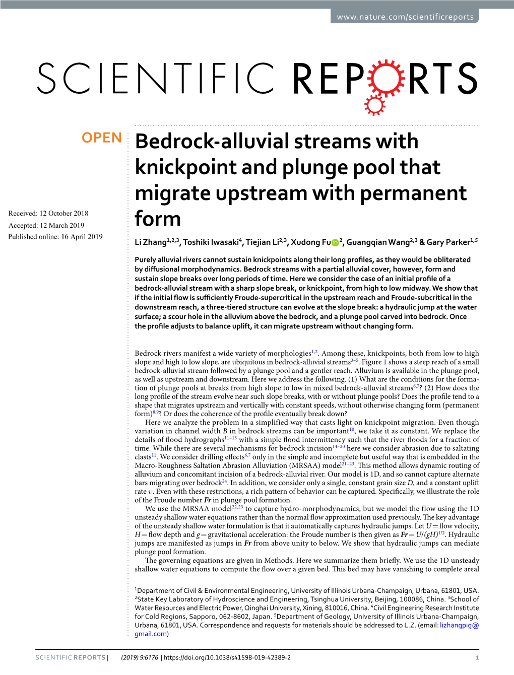 Bedrock-Alluvial Streams with Knickpoint and Plunge Pool