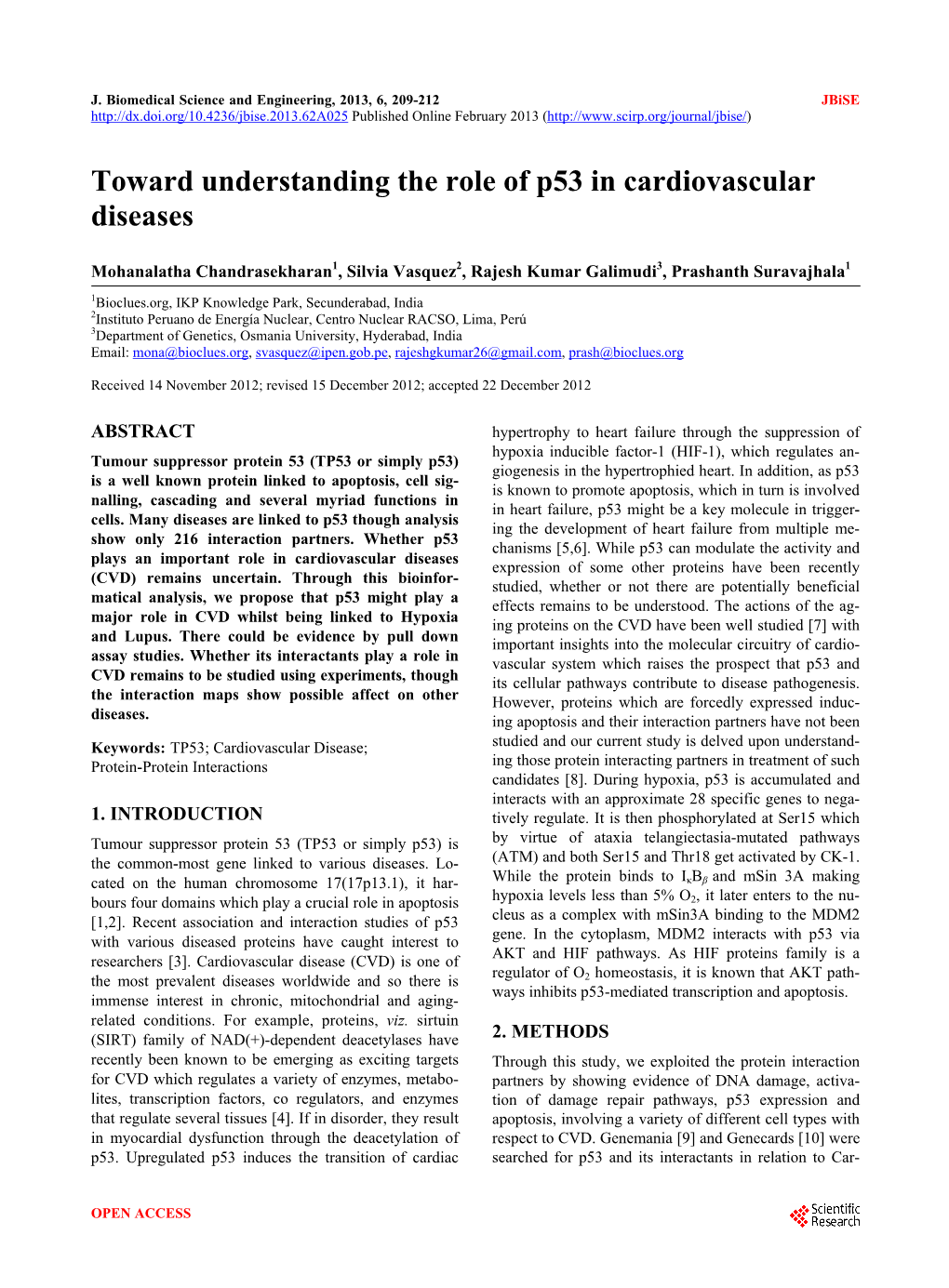 Toward Understanding the Role of P53 in Cardiovascular Diseases