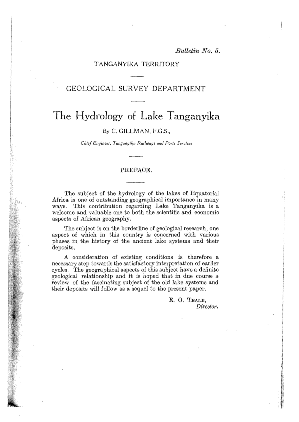 The Hydrology of Lake Tanganyika