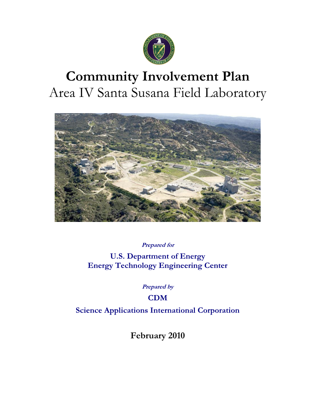 Community Involvement Plan Area IV Santa Susana Field Laboratory
