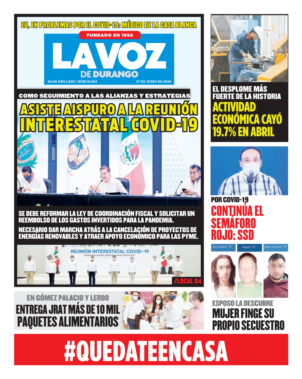 Interestatal Covid-19 Económica Cayó 19.7% En Abril