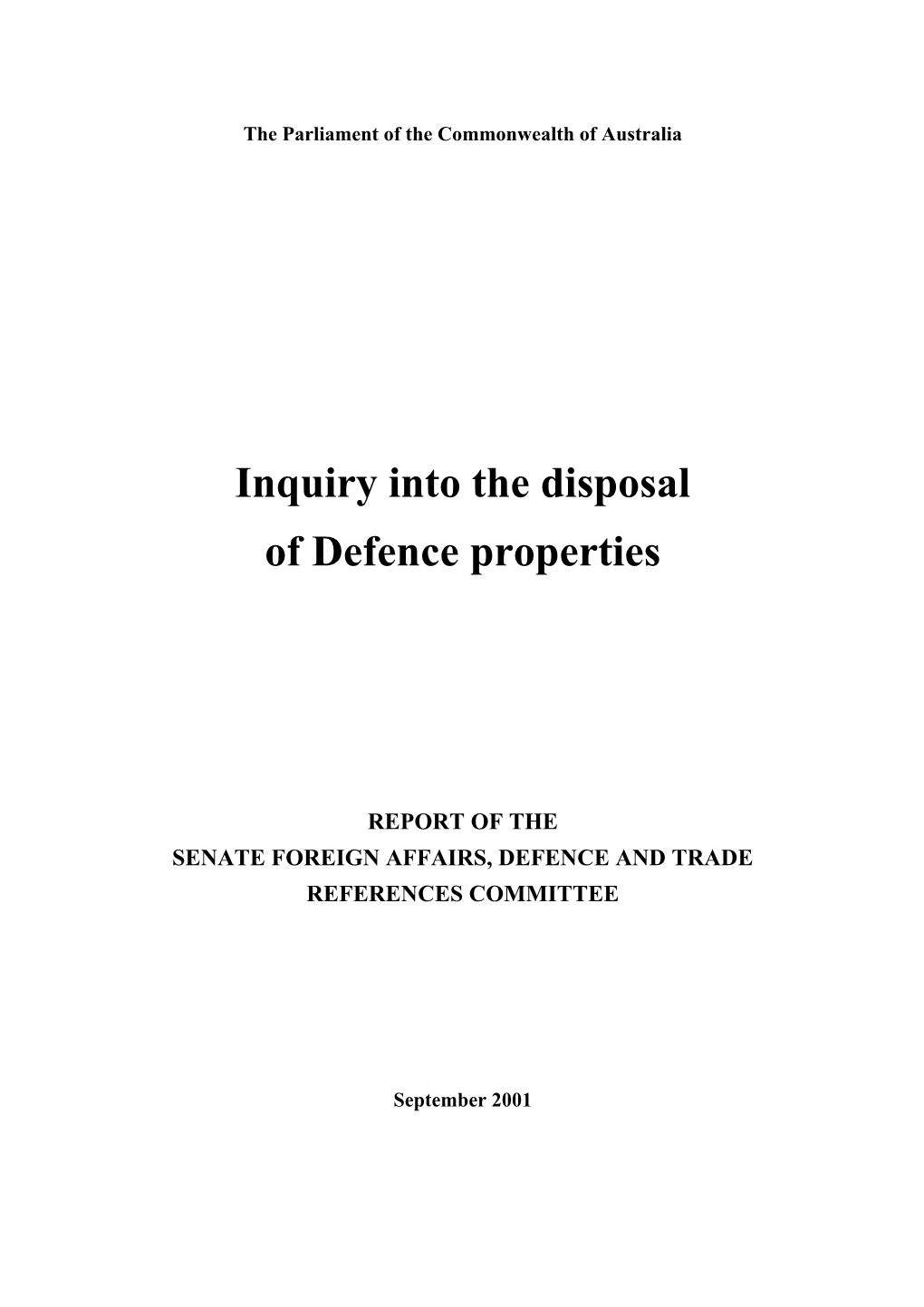 Report of the Senate Foreign Affairs, Defence and Trade References Committee