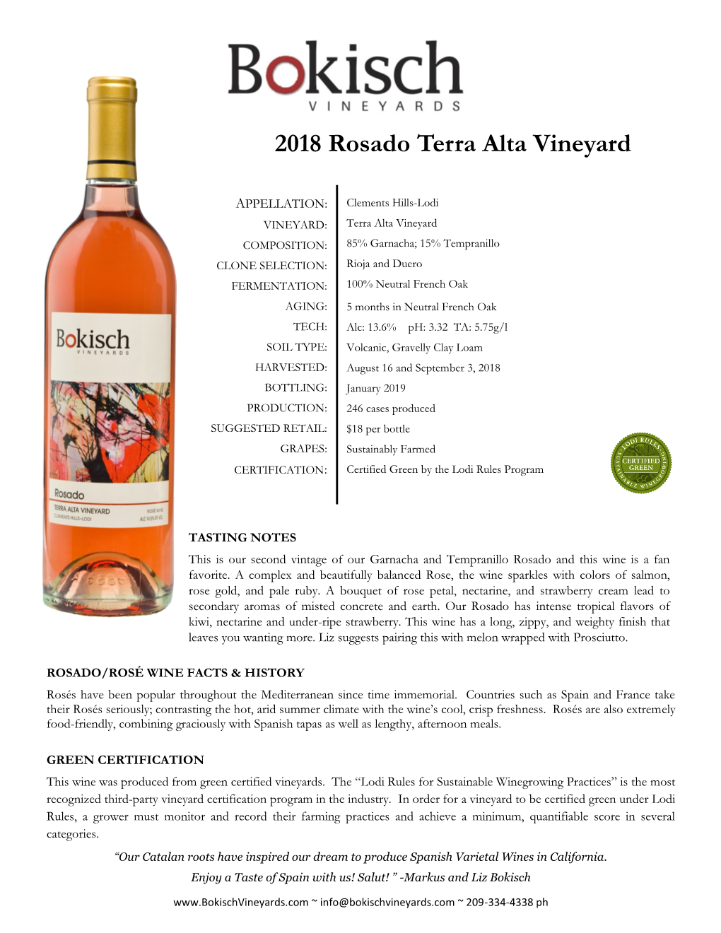 2018 Rosado Terra Alta Vineyard