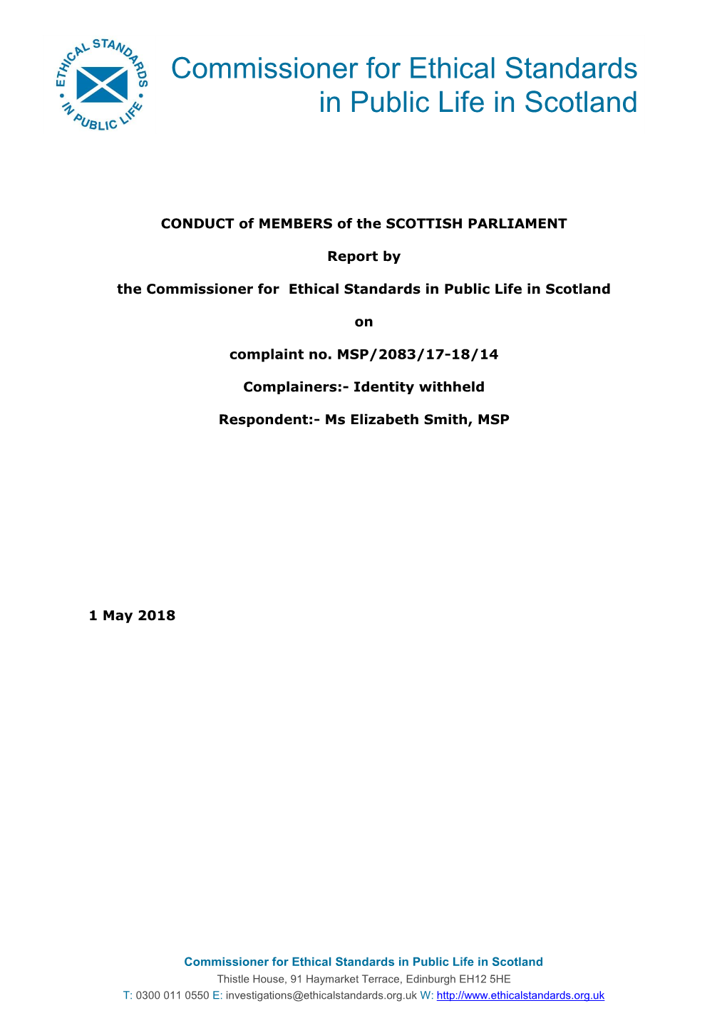 Commissioner for Ethical Standards in Public Life in Scotland