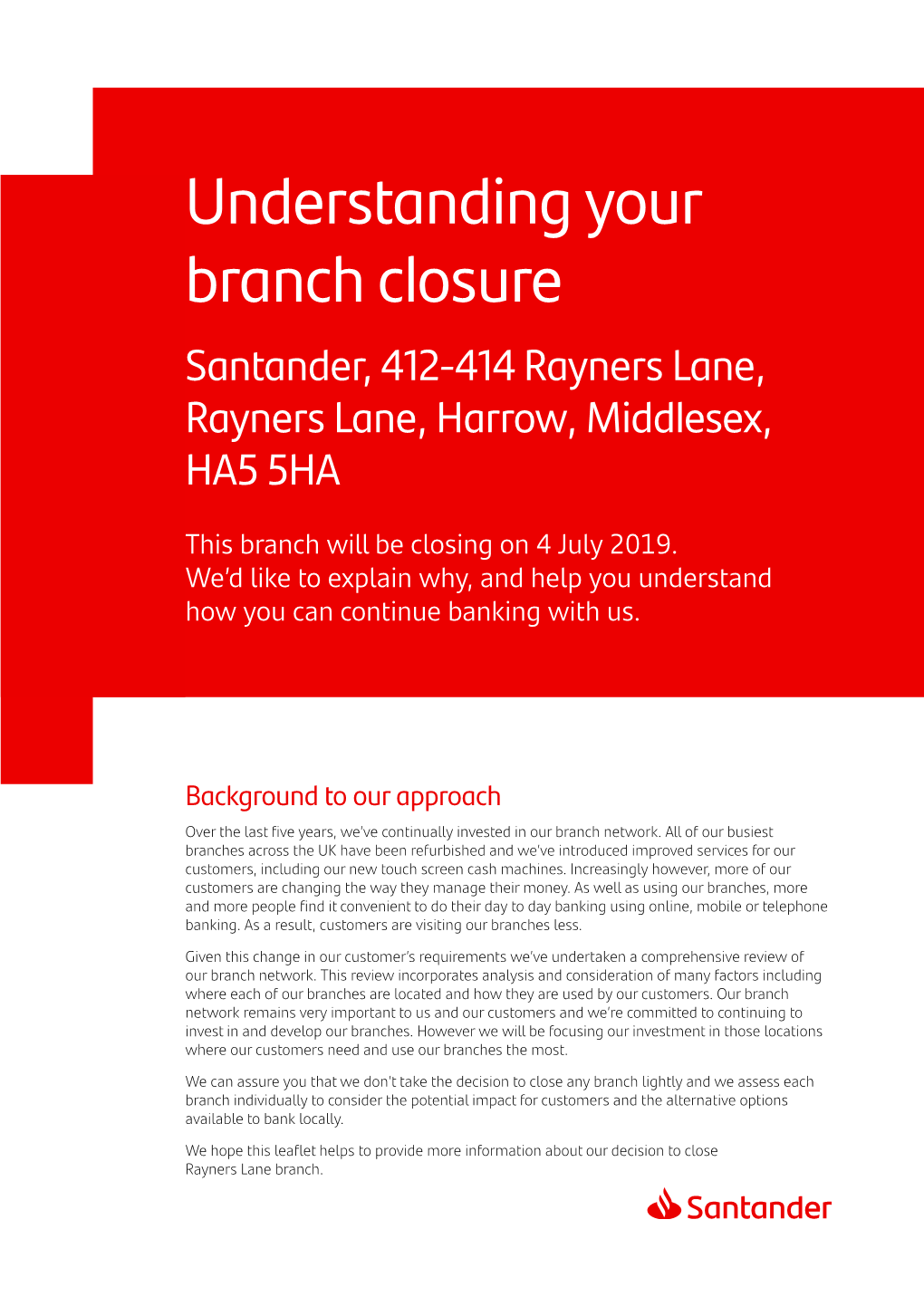 Rayners Branch Closure
