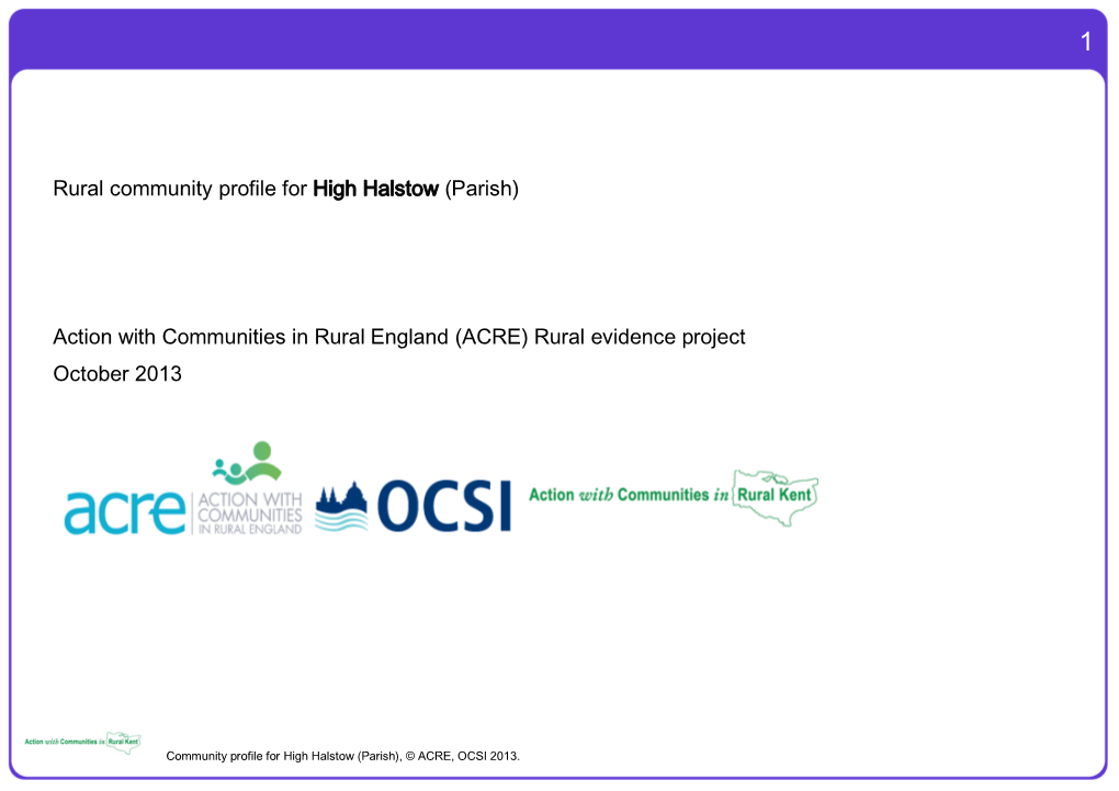 Rural Community Profile for High Halstow (Parish)