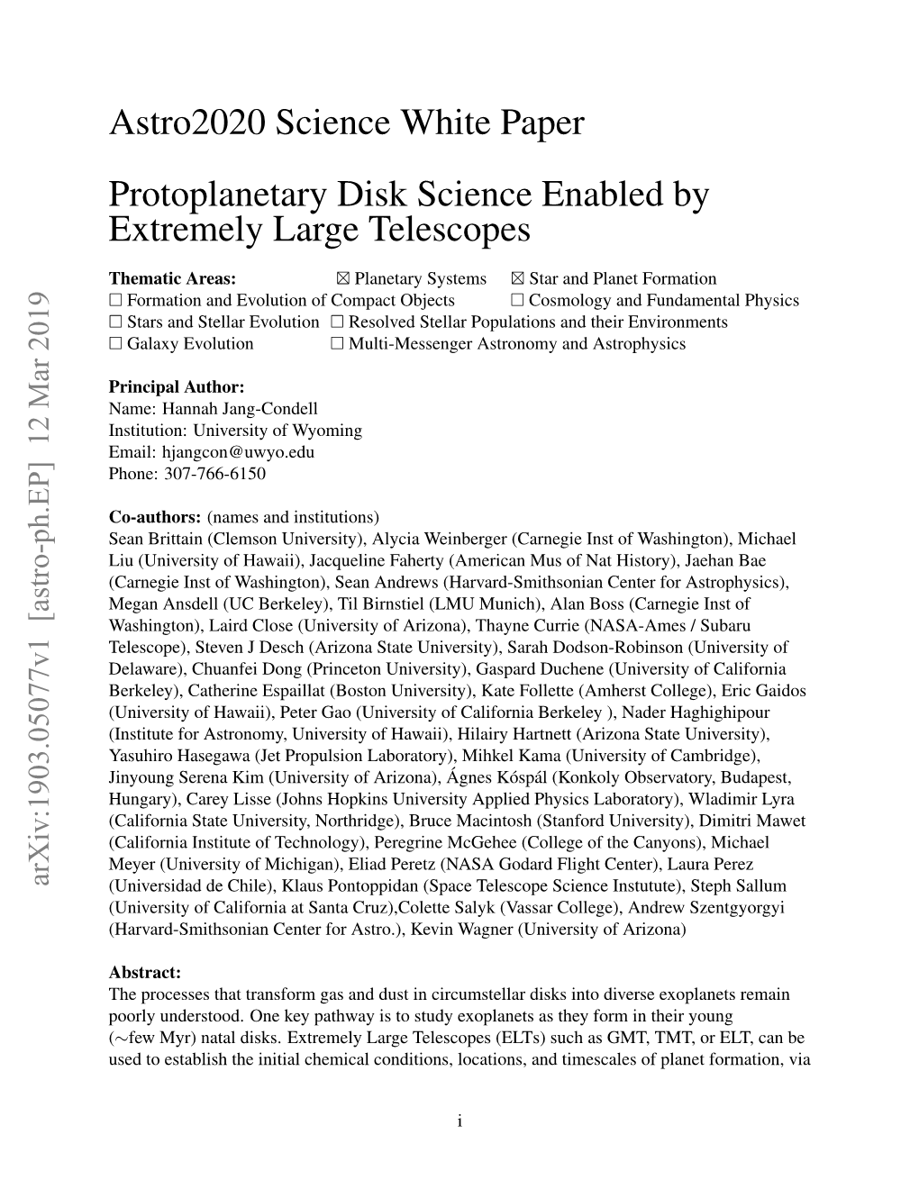 Astro2020 Science White Paper Protoplanetary Disk Science Enabled by Extremely Large Telescopes