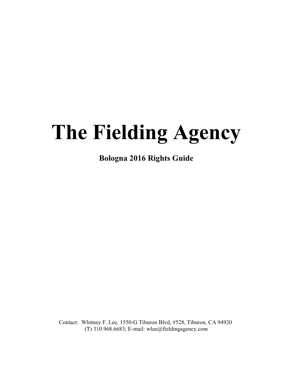 The Fielding Agency Bologna 2016 Rights Guide