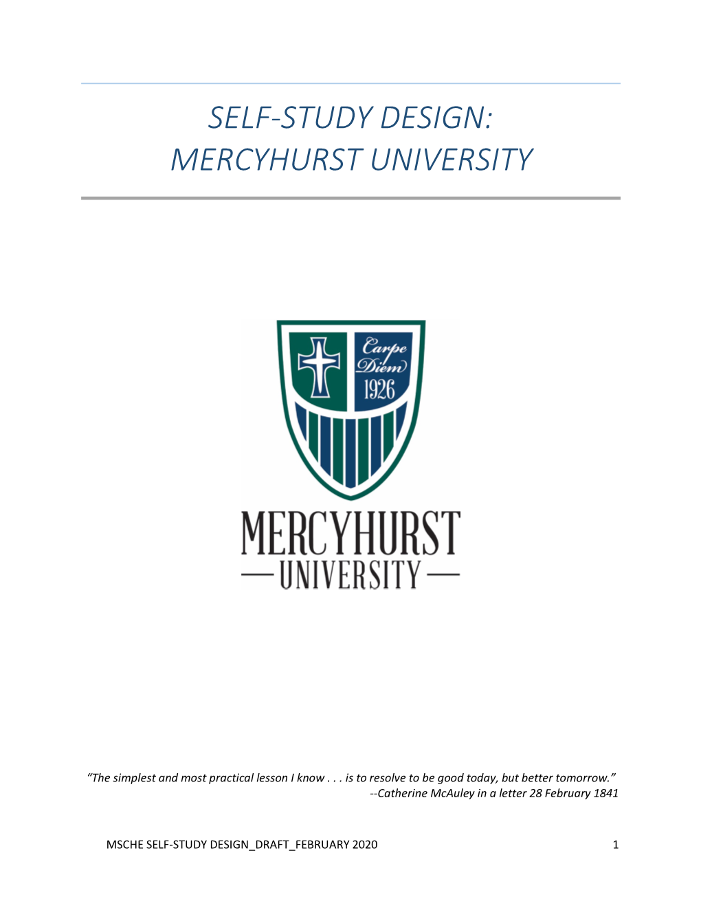 Self-Study Design: Mercyhurst University