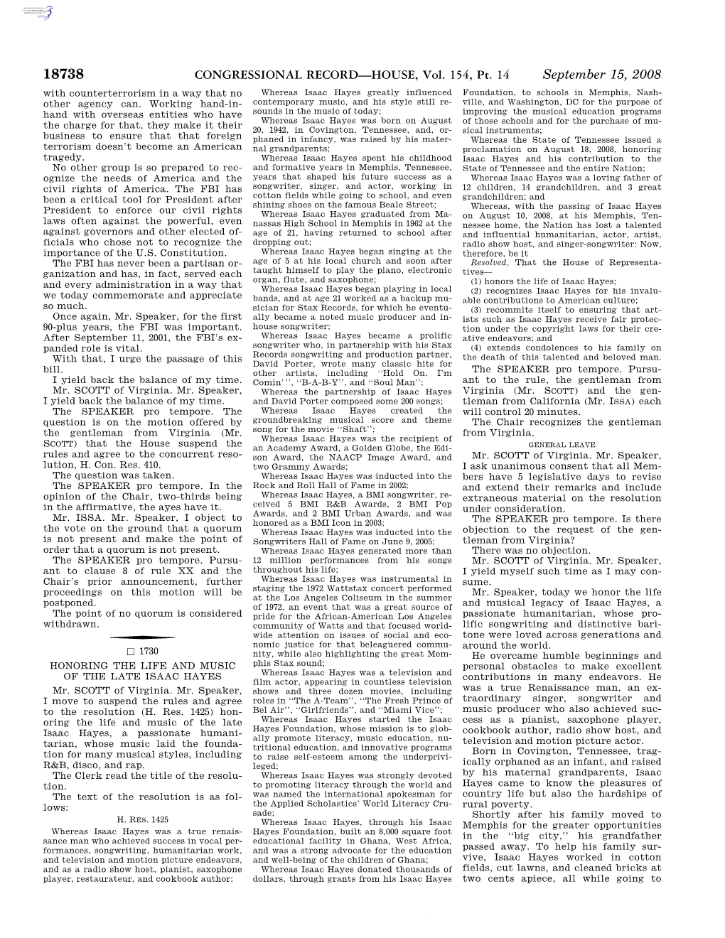 CONGRESSIONAL RECORD—HOUSE, Vol. 154, Pt. 14 September