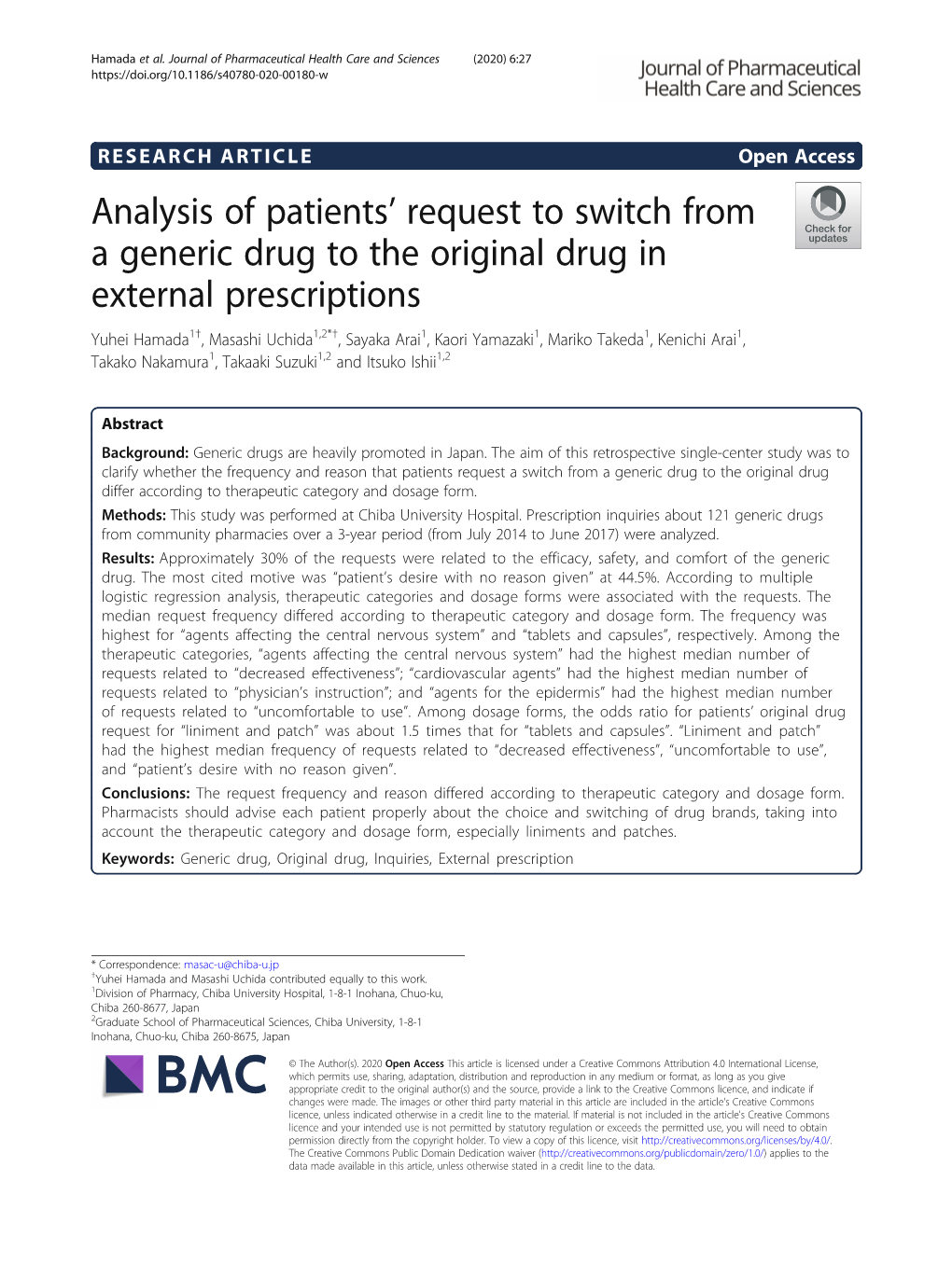 Analysis of Patients' Request to Switch from a Generic Drug to the Original