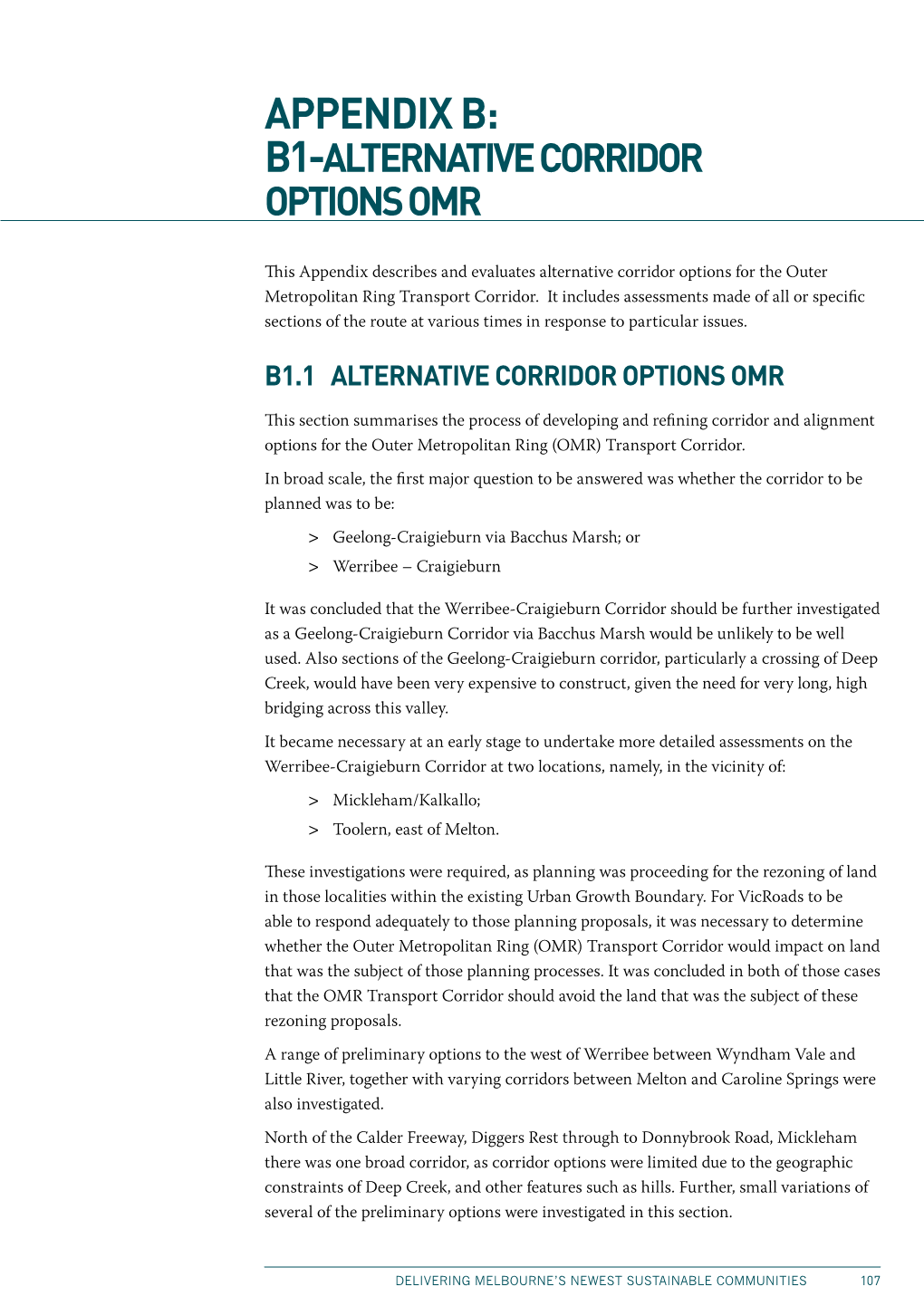 Appendix B: B1-Alternative Corridor Options OMR