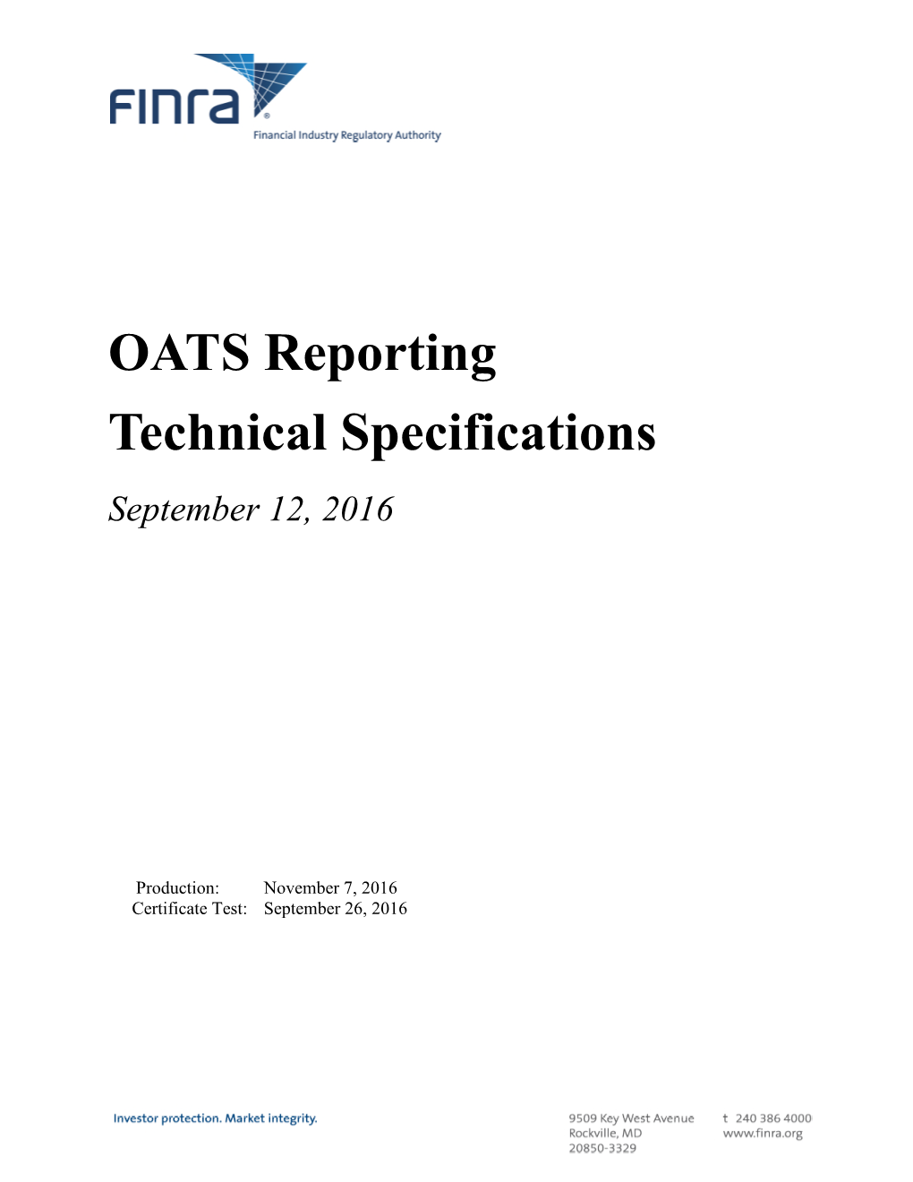 OATS Reporting Technical Specifications September 12, 2016