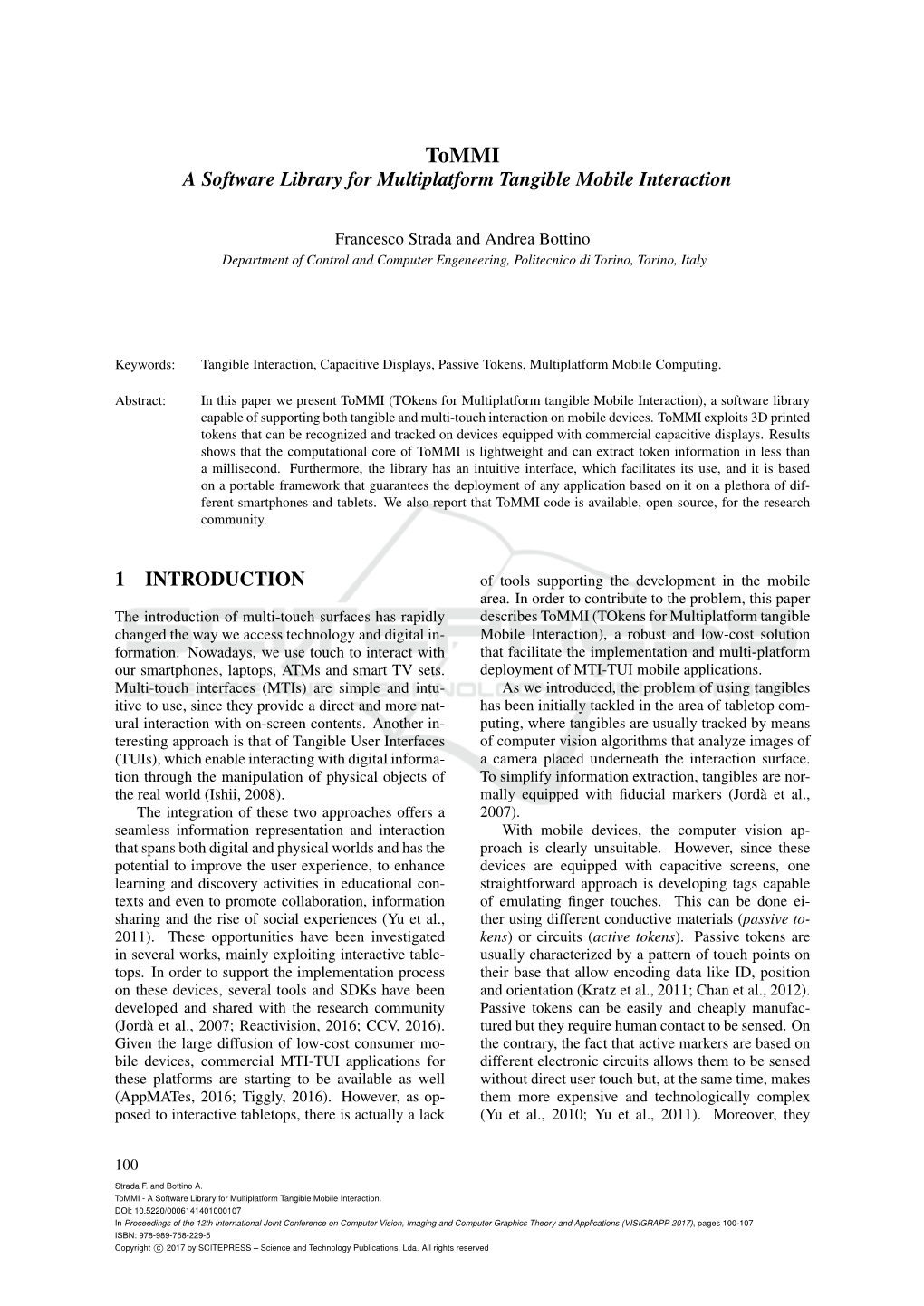 A Software Library for Multiplatform Tangible Mobile Interaction 1 INTRODUCTION