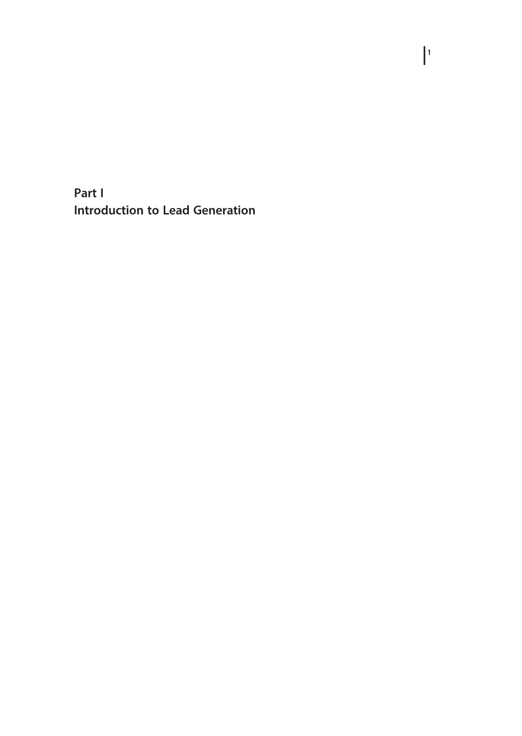 Part I Introduction to Lead Generation