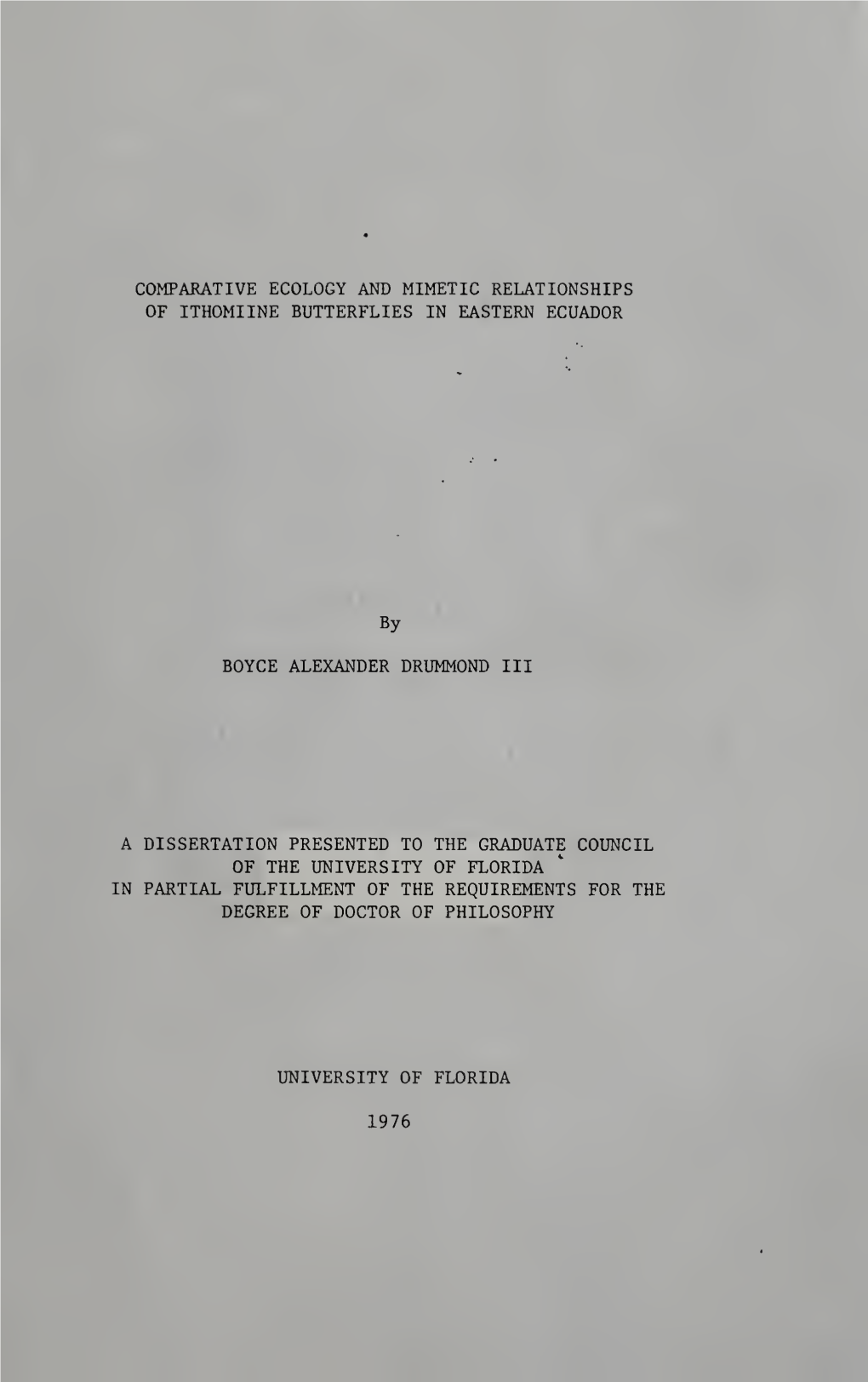 Comparative Ecology and Mimetic Relationships of Ithomiine Butterflies in Eastern Ecuador