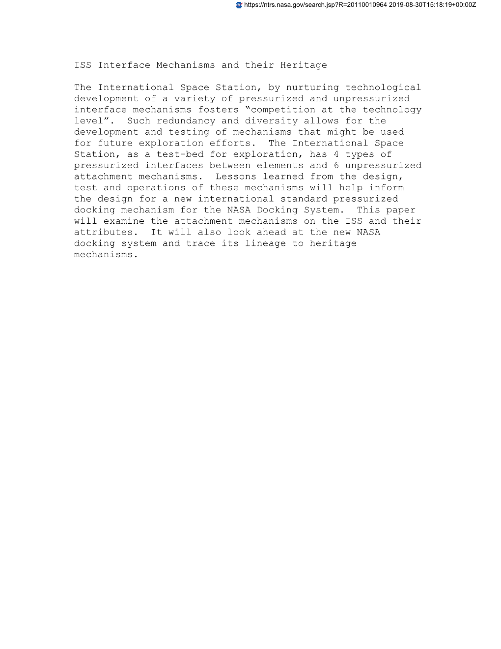 ISS Interface Mechanisms and Their Lineage