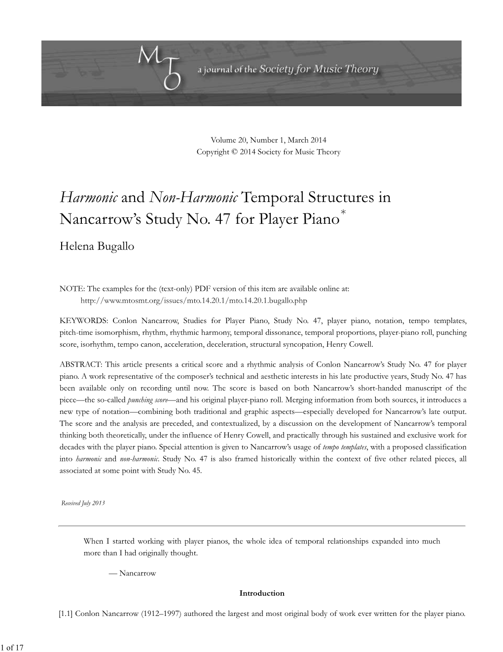 MTO 20.1: Bugallo, Harmonic and Non-Harmonic Temporal Structures