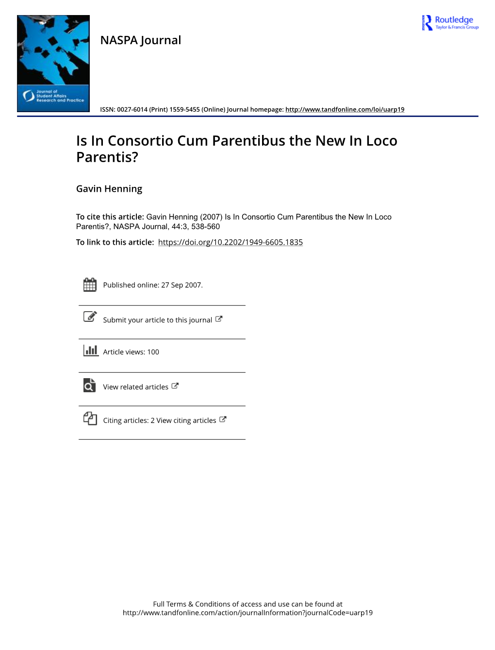 Is in Consortio Cum Parentibus the New in Loco Parentis?