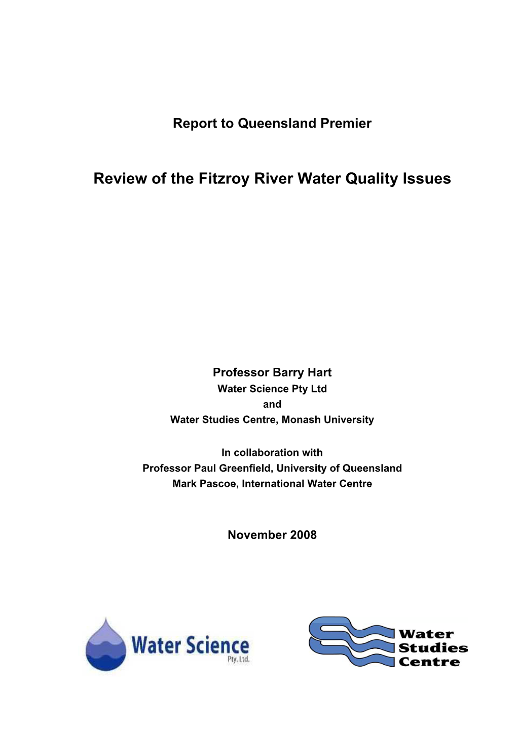 Review of the Fitzroy River Water Quality Issues