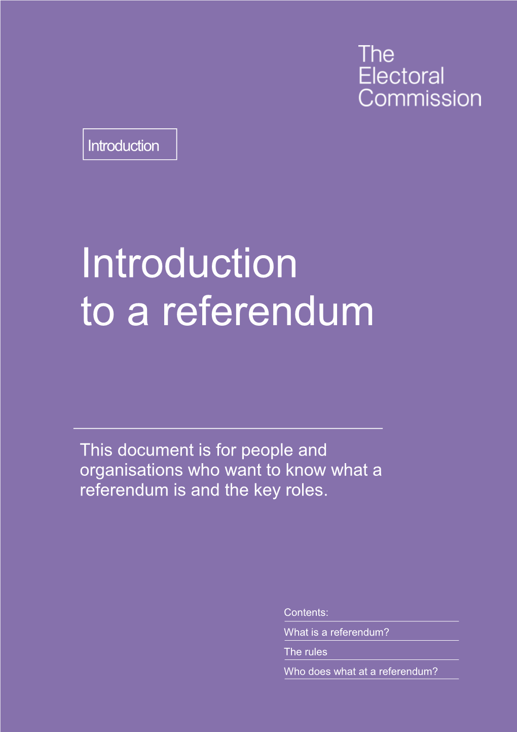 Introduction to a Referendum