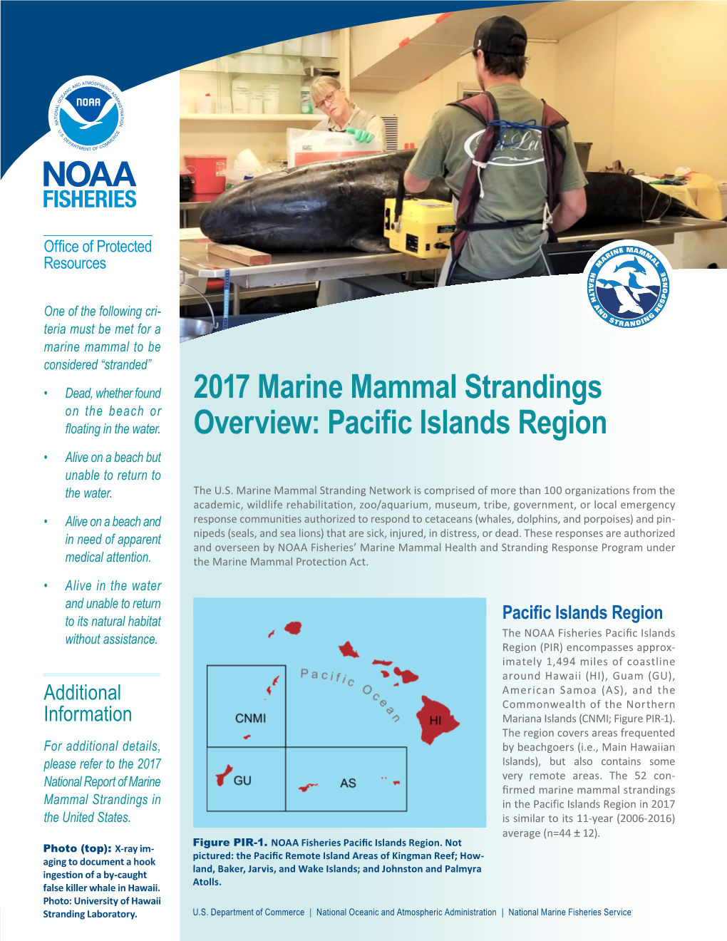 2017 Marine Mammal Strandings Overview: Pacific Islands Region