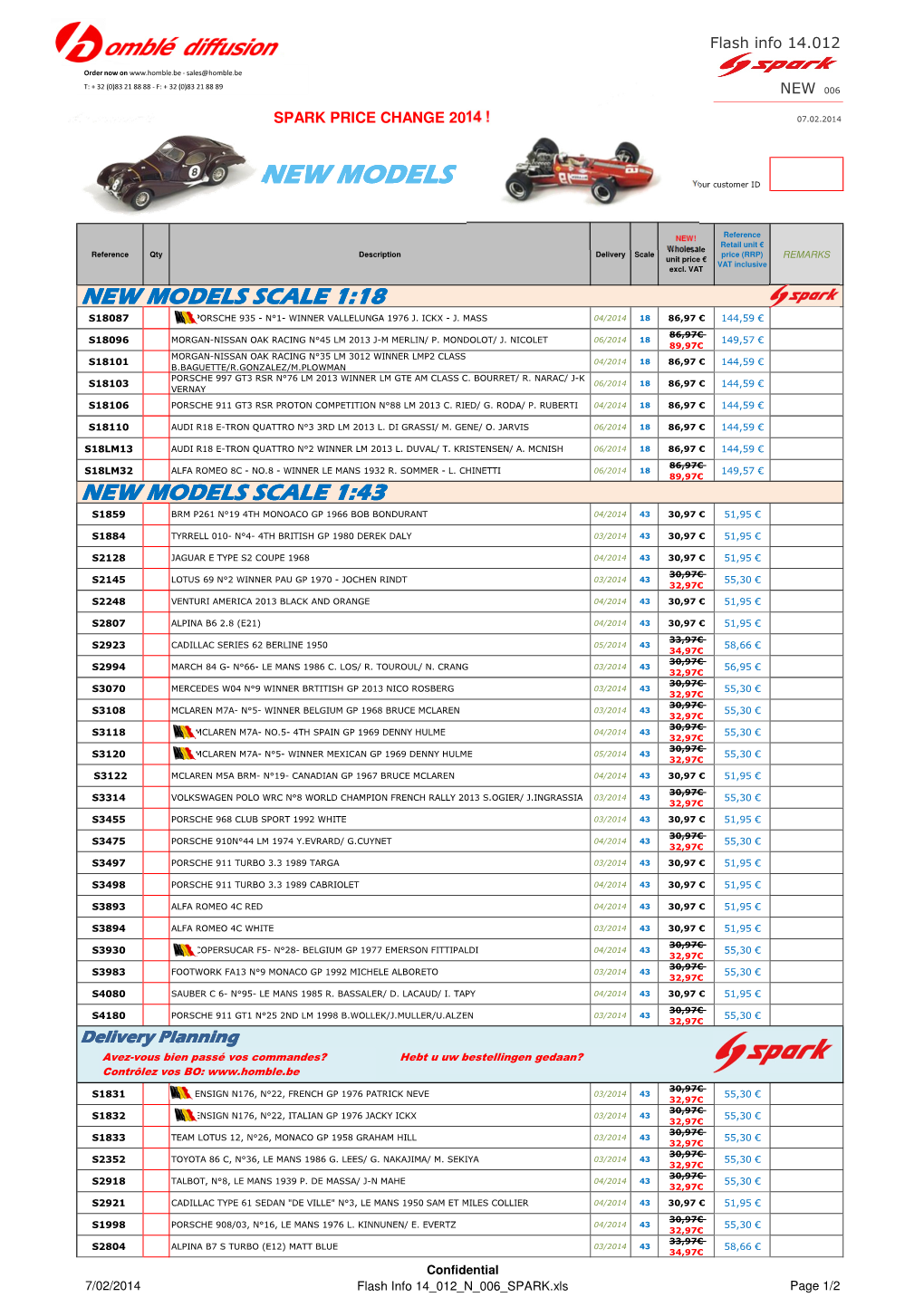 NEW MODELS Your Customer ID